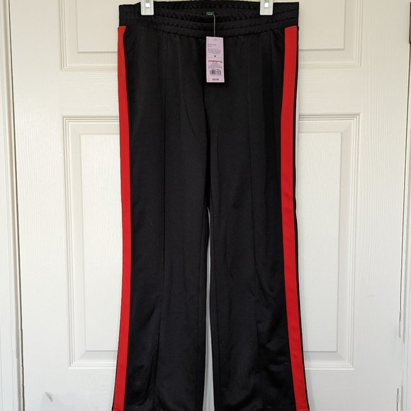 Wild Fable Women's Hi Rise Track Pants. Black with red and white Stripes  Medium - Picture 7 of 10